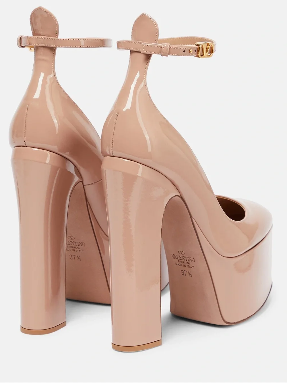 Valentino Tan-Go Patent Nude Platform Pumps - Size 9